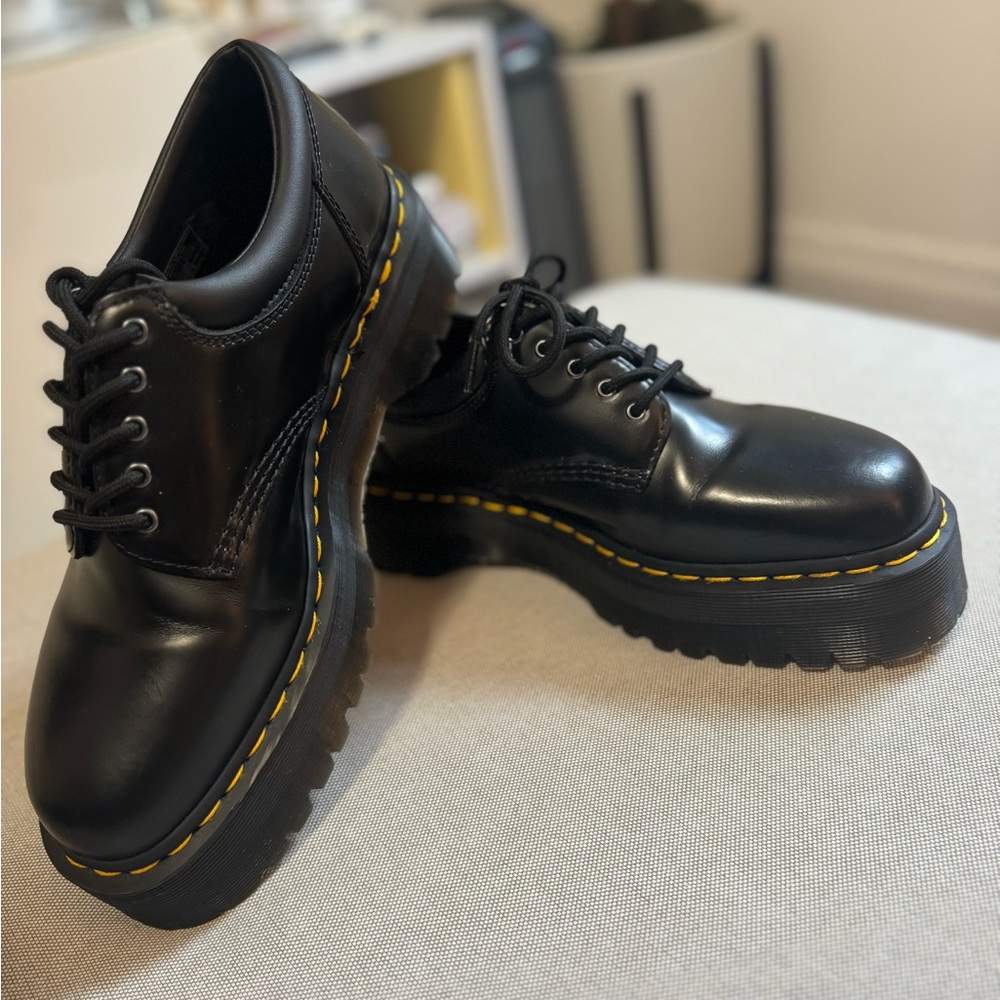 Dr. Martens Black and Yellow Oxfords with Chunky Sole